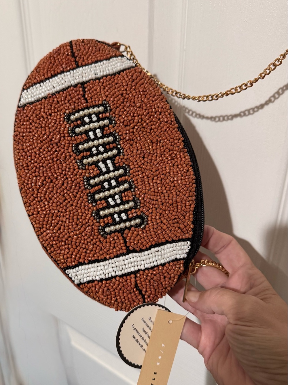 Football Crossbody Chain Bag/Purse/Handbag -Hand Beaded in India
